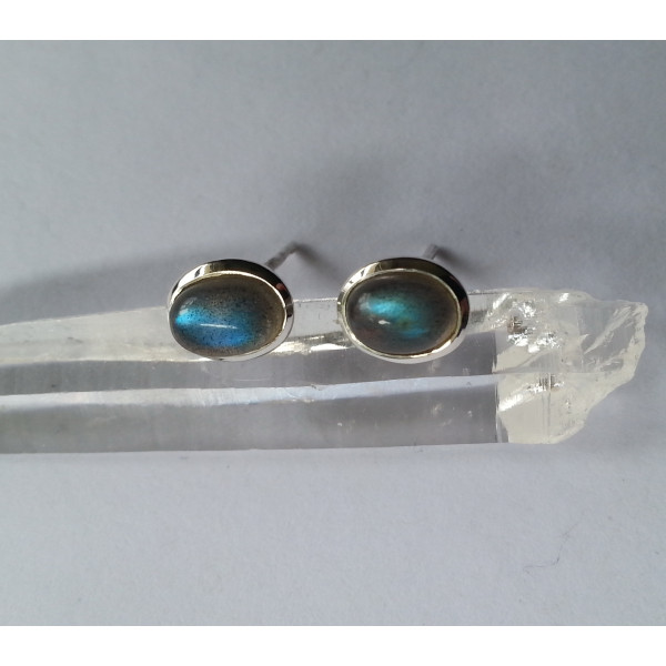  E028q  5 x 7 mm gemstone stud sterling silver earrings
