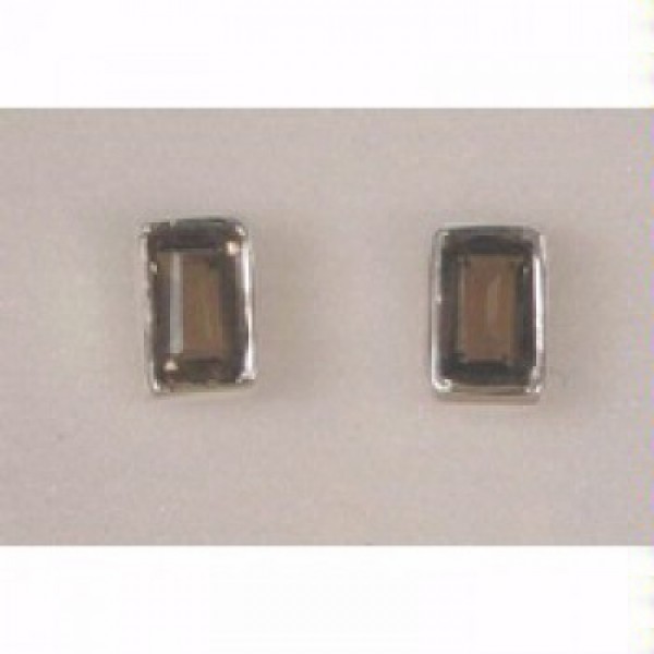 E028y 3 x 5mm facet rectangle sterling silver stud earring