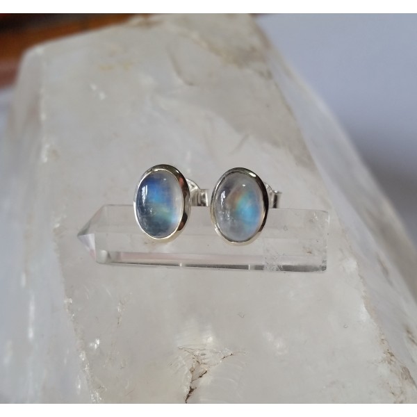  E028q  5 x 7 mm gemstone stud sterling silver earrings