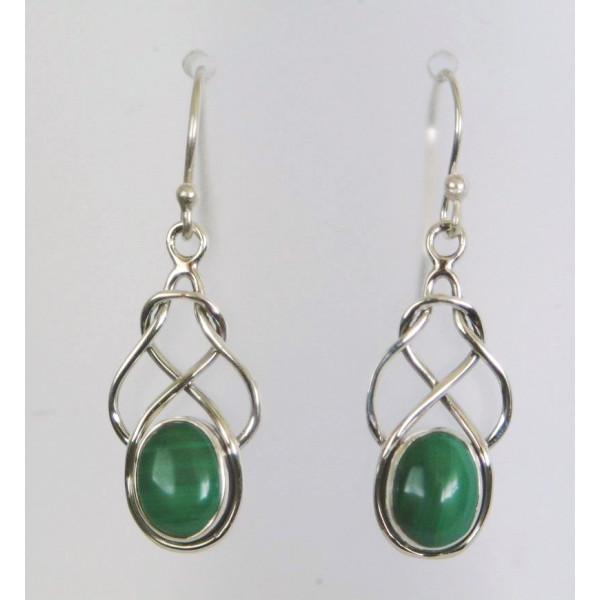 Sterling silver knot style earring with 7 x 9 mm gemstone.