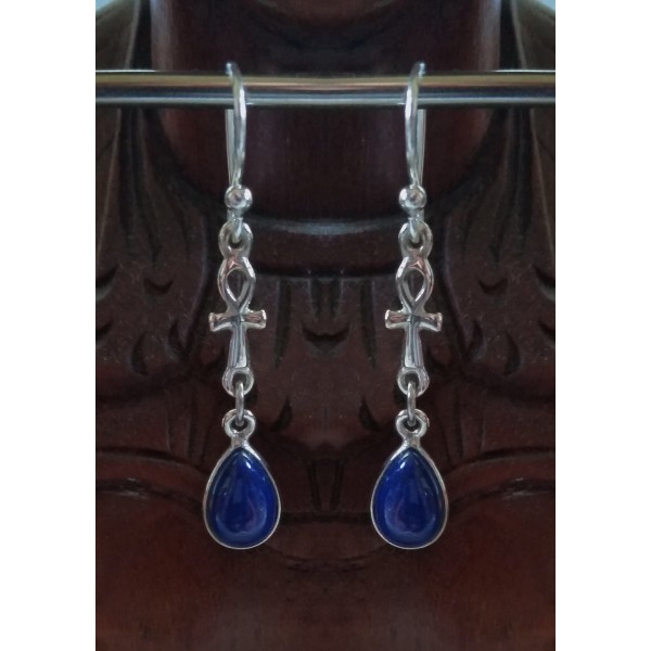 E442 Ankh charm bezel set and  8 x 10mm gemstone