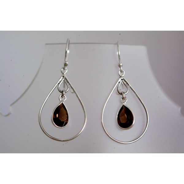 E515 tear drop facet  loop earring