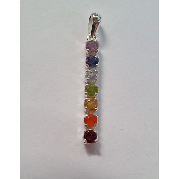 P516 faceted chakra gemstone pendant