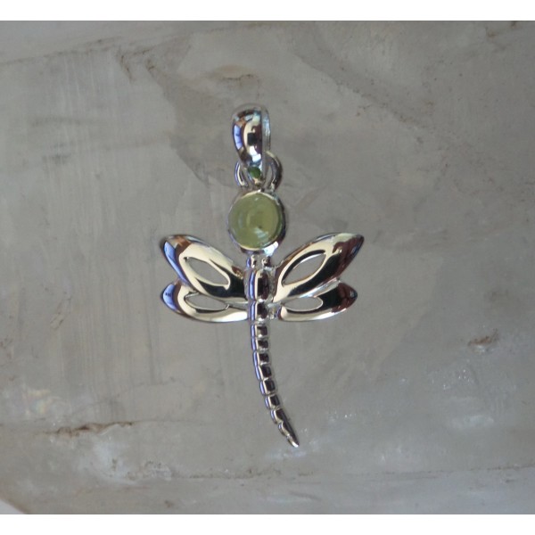 Sterling silver & gemstone dragonfly pendant