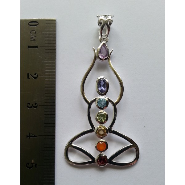 Sterling silver chakra yoga pendant 7 chakra gemstones 