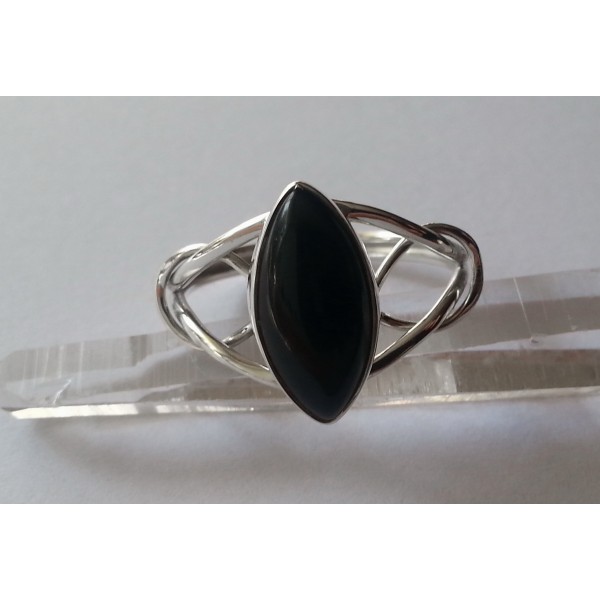 R395 Sterling silver knot ring with marquise shape gemstone