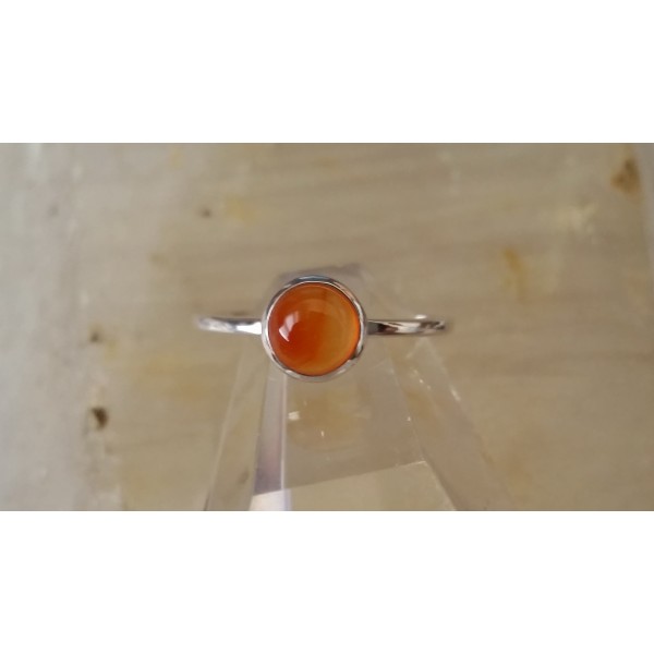 r617 Plain sterling silver ring with 6mm gemstone