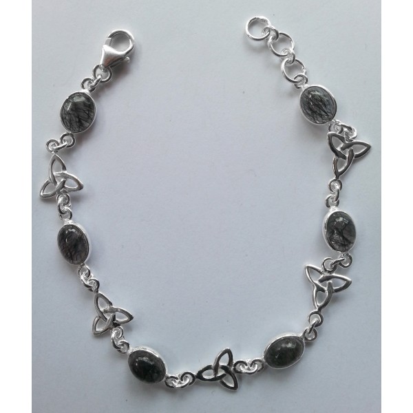 Sterling silver triquetra bracelet with gemstones