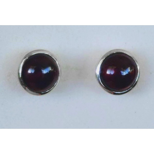 Genuine gemstone 6mm sterling silver stud earring