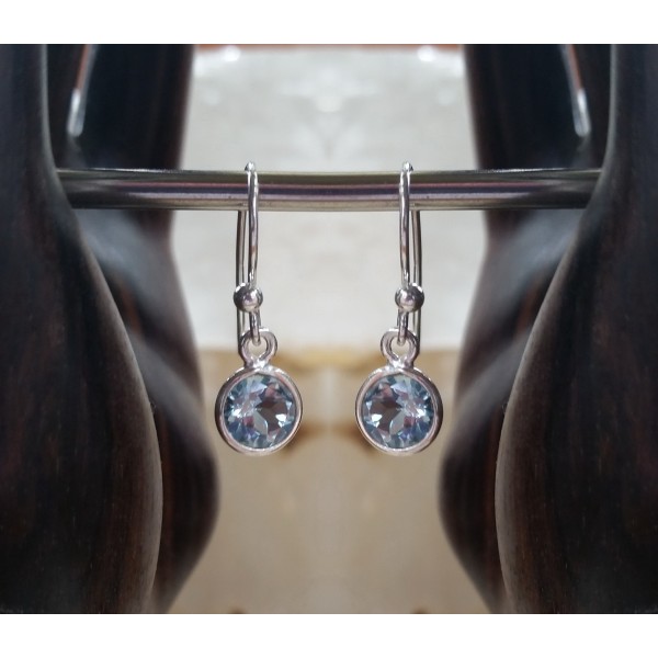  6mm facet round gem bezel set earring