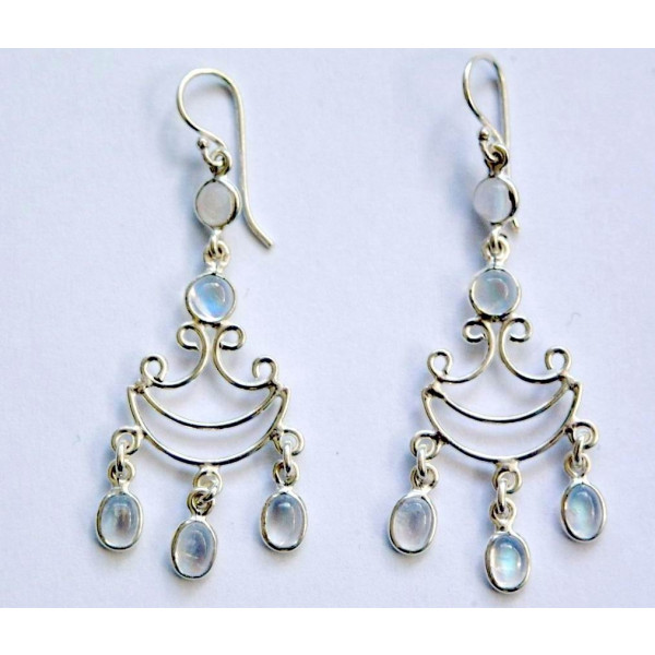 Sterling silver multi gemstone chandelier style earring