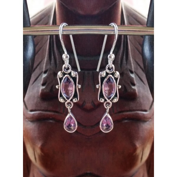 E420 antique style 2 facet drop earrings