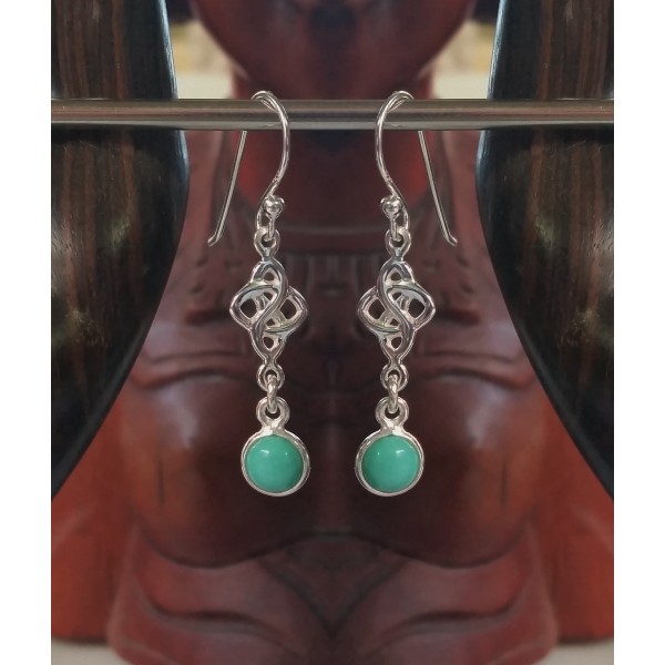 E445 Celtic knot silver charm + marquise cabochon gemstone