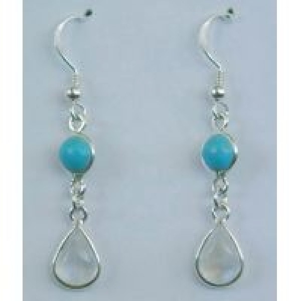 E454 round and pear multi drop bezel earring. 