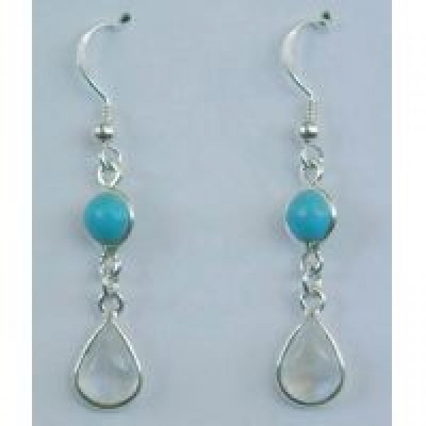 E454 round and pear multi drop bezel earring. 