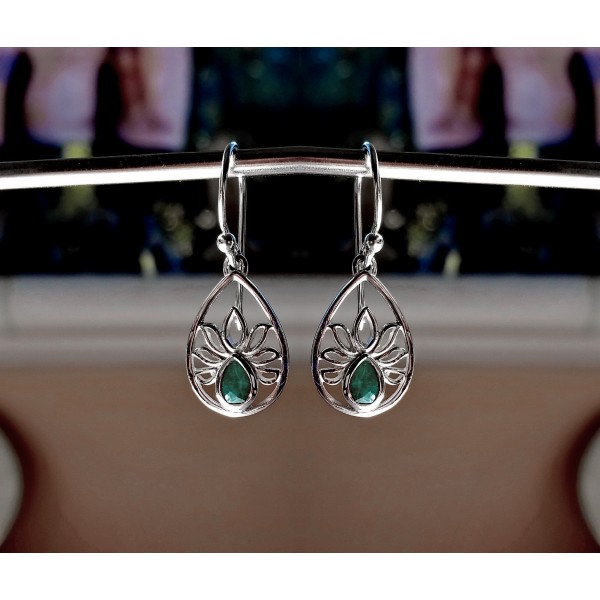 lotus flower design with faceted gemstone earrings