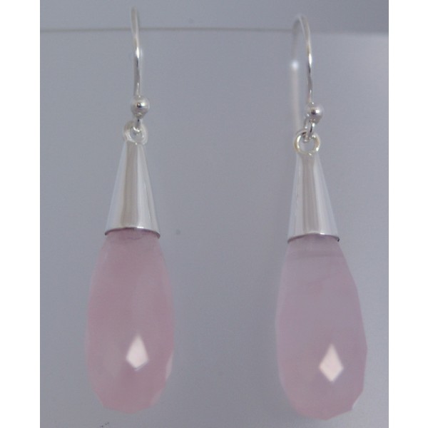 Long  briolette drop earring with sterling silver cap.