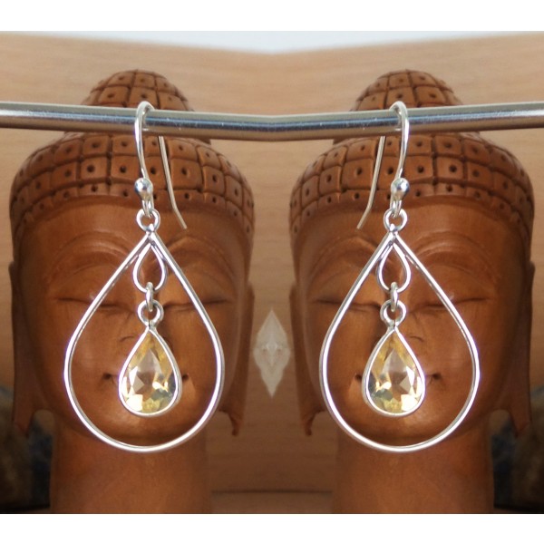 E515 tear drop facet  loop earring