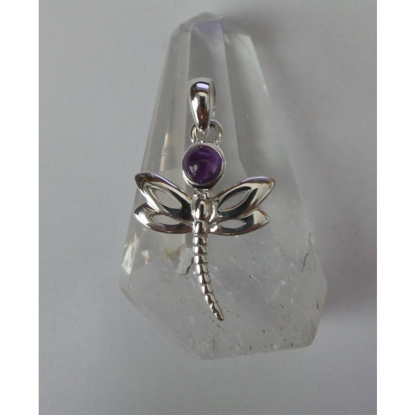 Sterling silver & gemstone dragonfly pendant