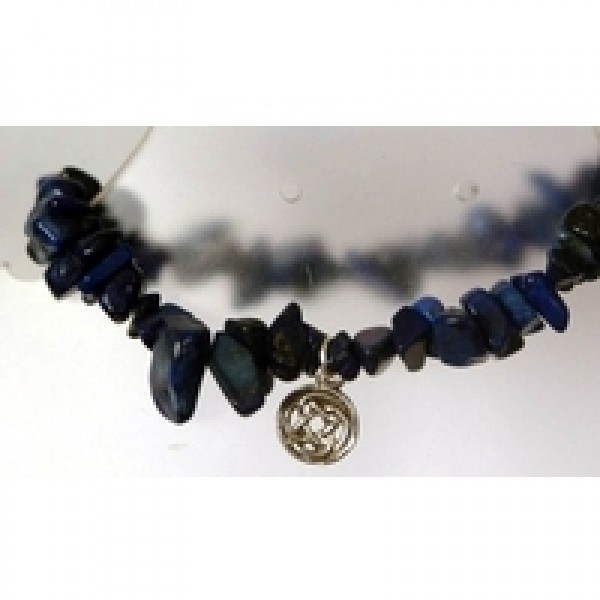 semi precious gemstone chip bracelet adorned with sterling silver celtic round charm