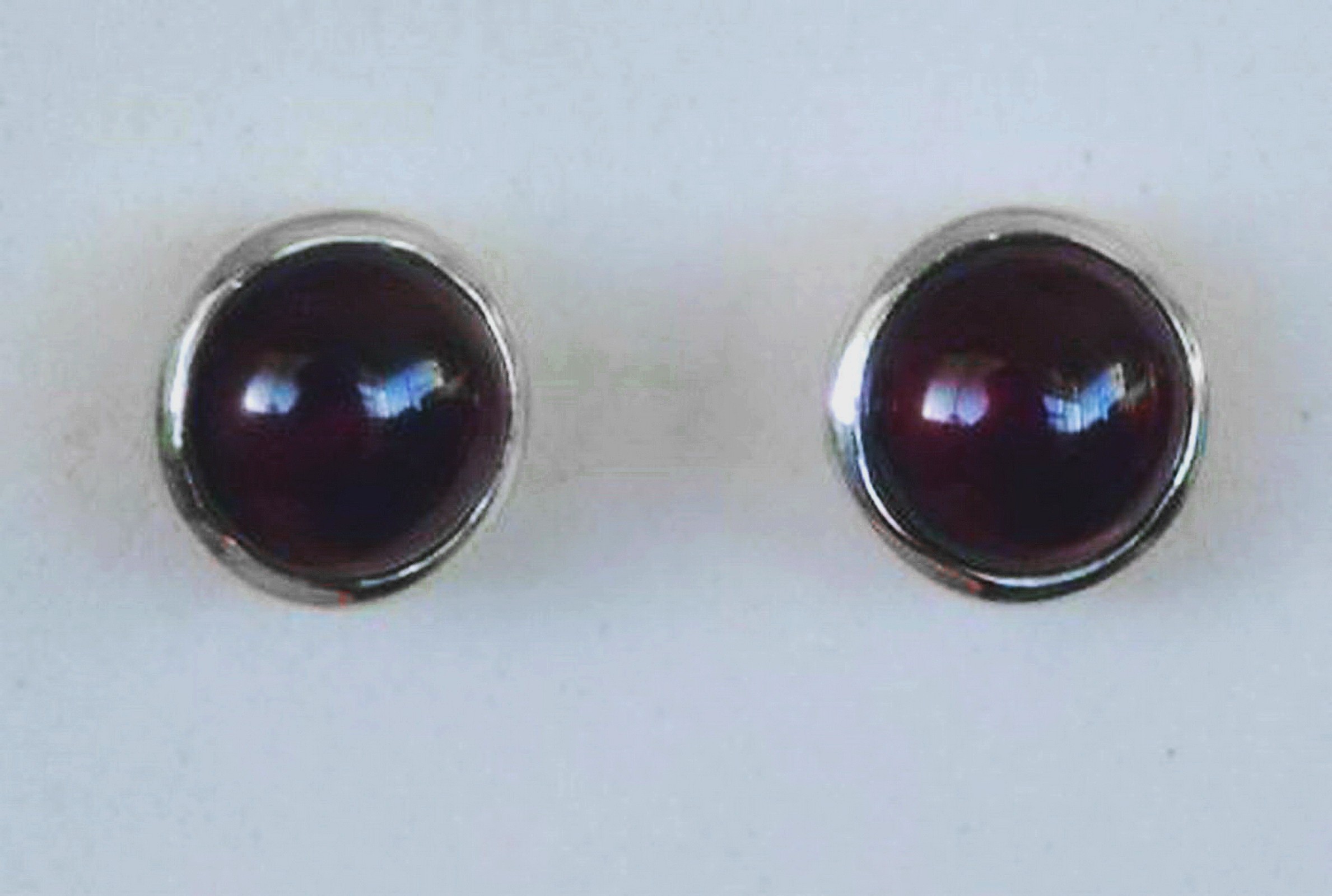 Genuine gemstone 6mm sterling silver stud earring