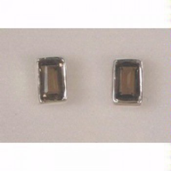 E028y 3 x 5mm facet rectangle sterling silver stud earring