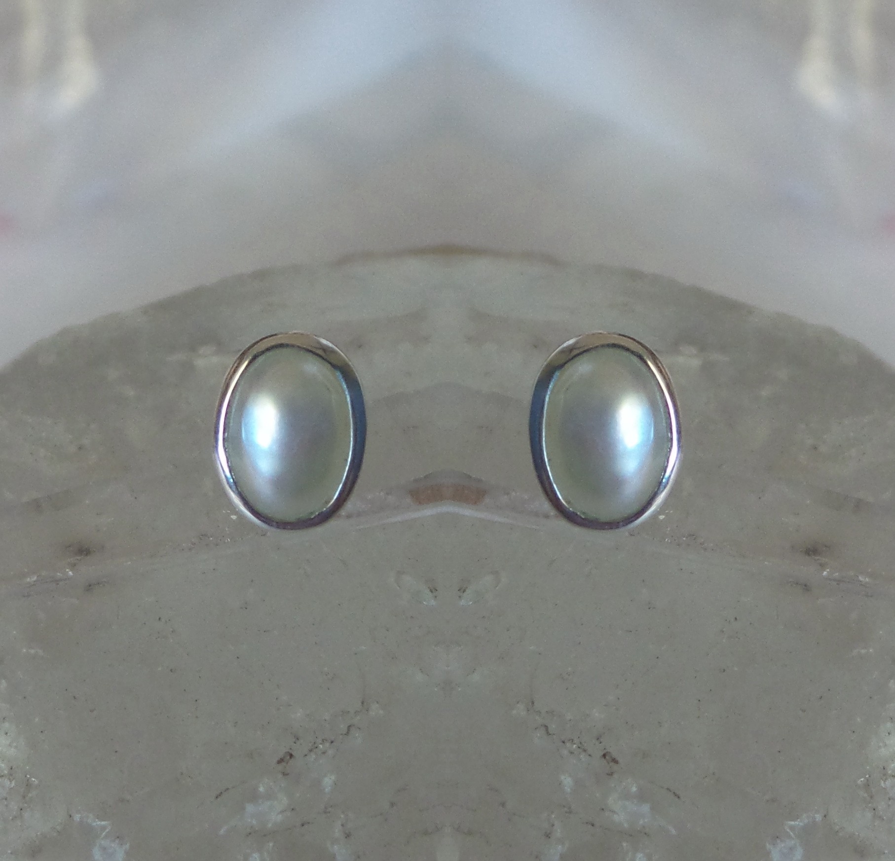  E028q  5 x 7 mm gemstone stud sterling silver earrings