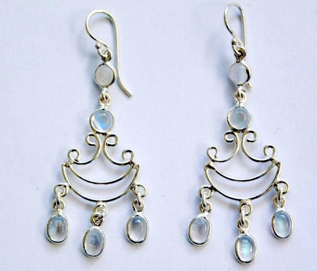 Sterling silver multi gemstone chandelier style earring
