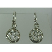 Sterling silver Om symbol on 925 hallmarked sterling silver ear wires