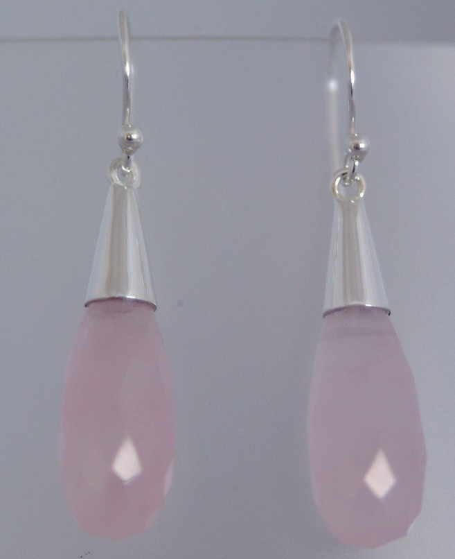 Long  briolette drop earring with sterling silver cap.