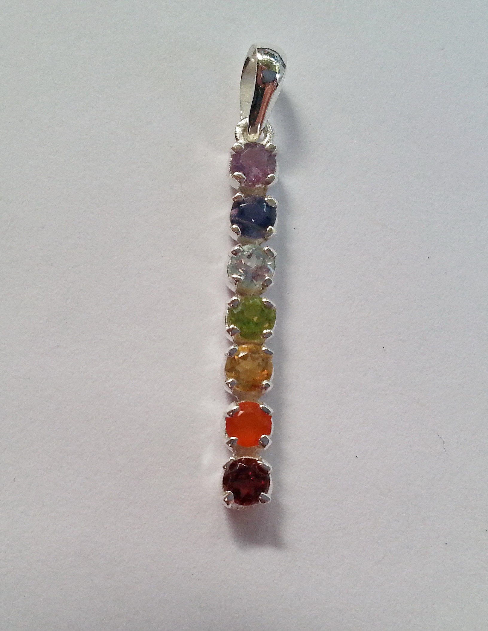 P516 faceted chakra gemstone pendant