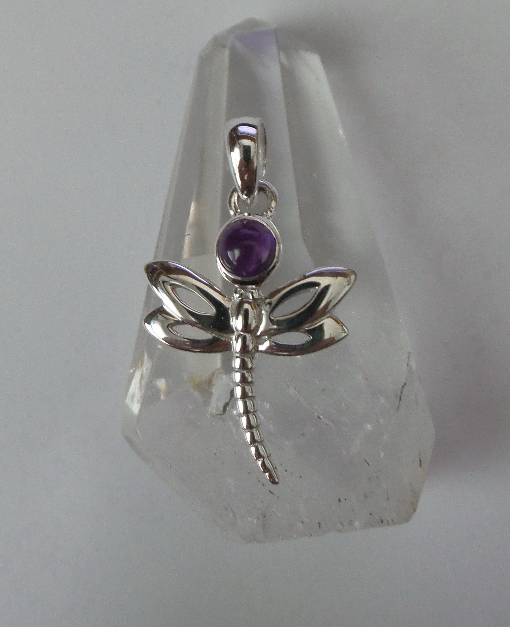 Sterling silver & gemstone dragonfly pendant