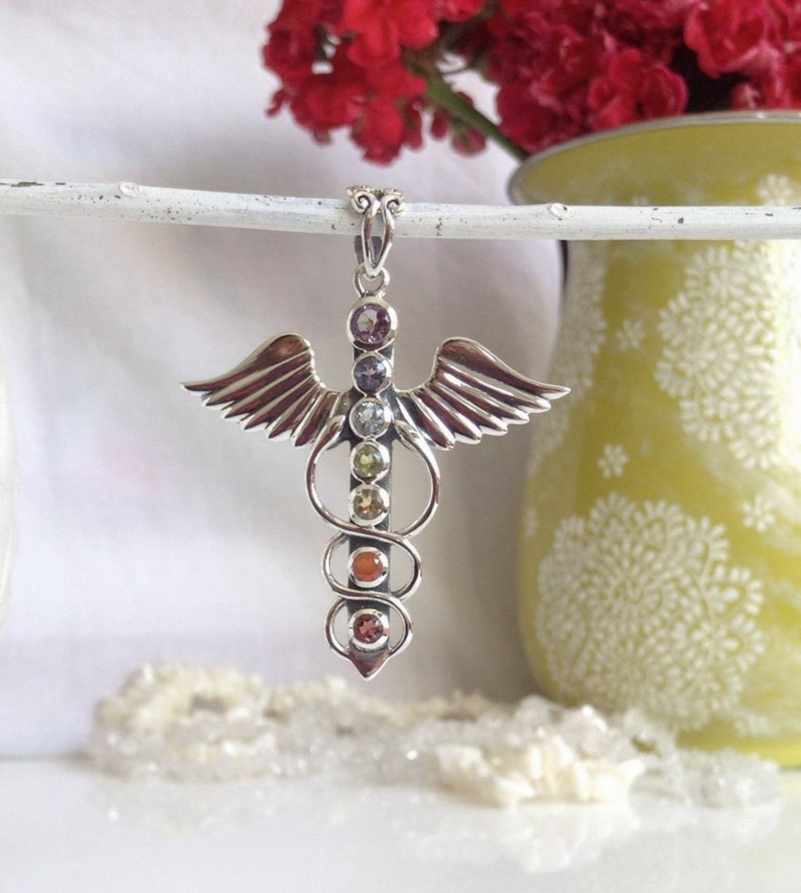 winged chakra pendant